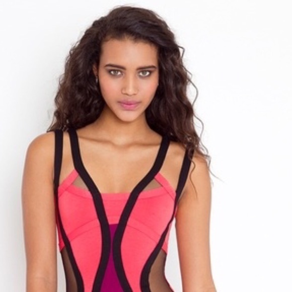 NWT | Nasty Gal Blaque Market Color-Block Dress | Coral, Burgundy, & Black | L - Picture 3 of 3